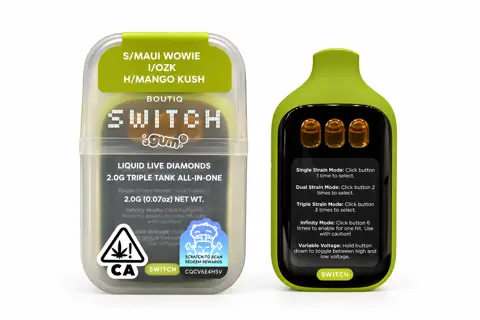 Boutiq Switch Gum 2G - (S) Maui Wowie / (I) Ozk / (H) Mango Kush all-in-one vape
