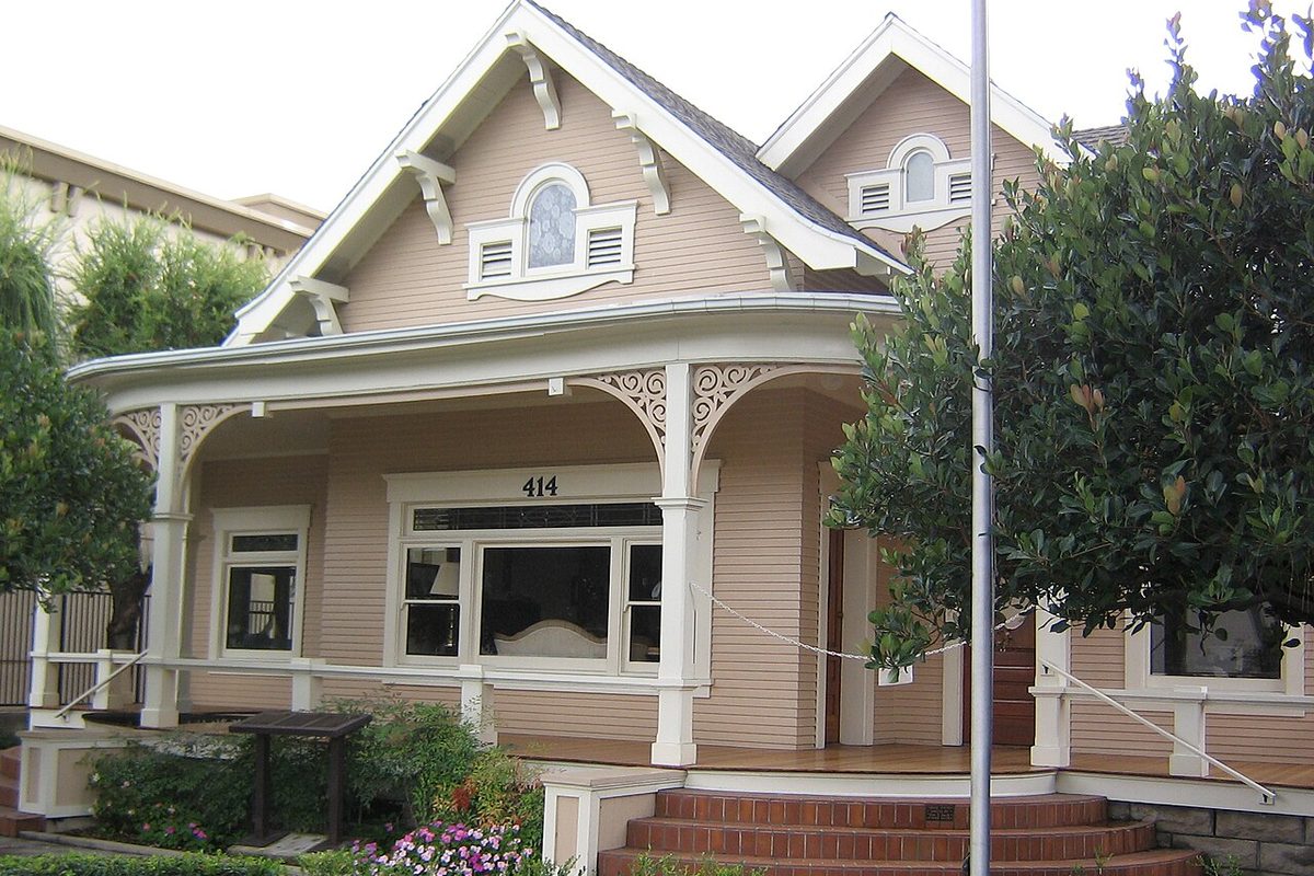 The historic Ainsworth House, a 1910 Victorian home in Old Towne Orange, California