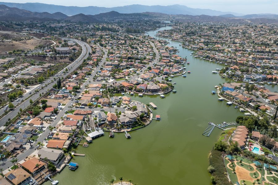 Aerial view of Lake Elsinore in Riverside County