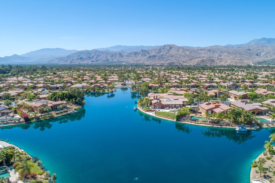 Aerial view of a lake in South Orange County