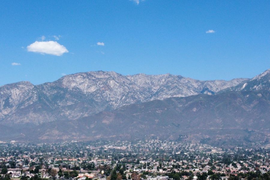 A view over Rancho Cucamonga toward the San Gabriel Mountains